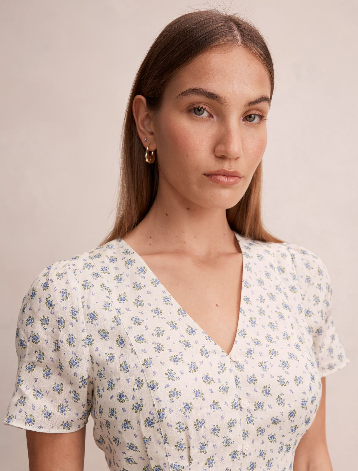 Saffia Pintuck Linen Mini Dress