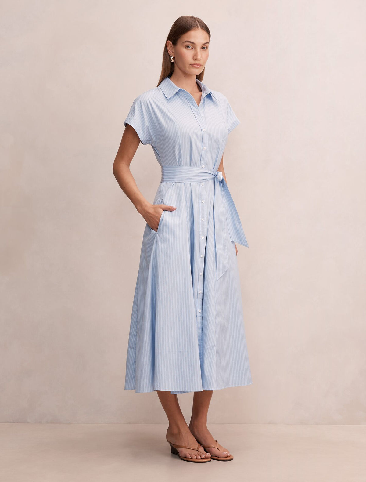Mina Stripe Shirt Midi Dress Forever New