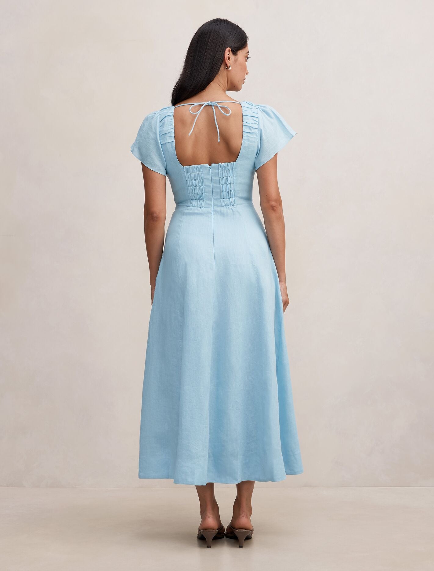Rue Puff Sleeve Gathered Midi Dress Forever New