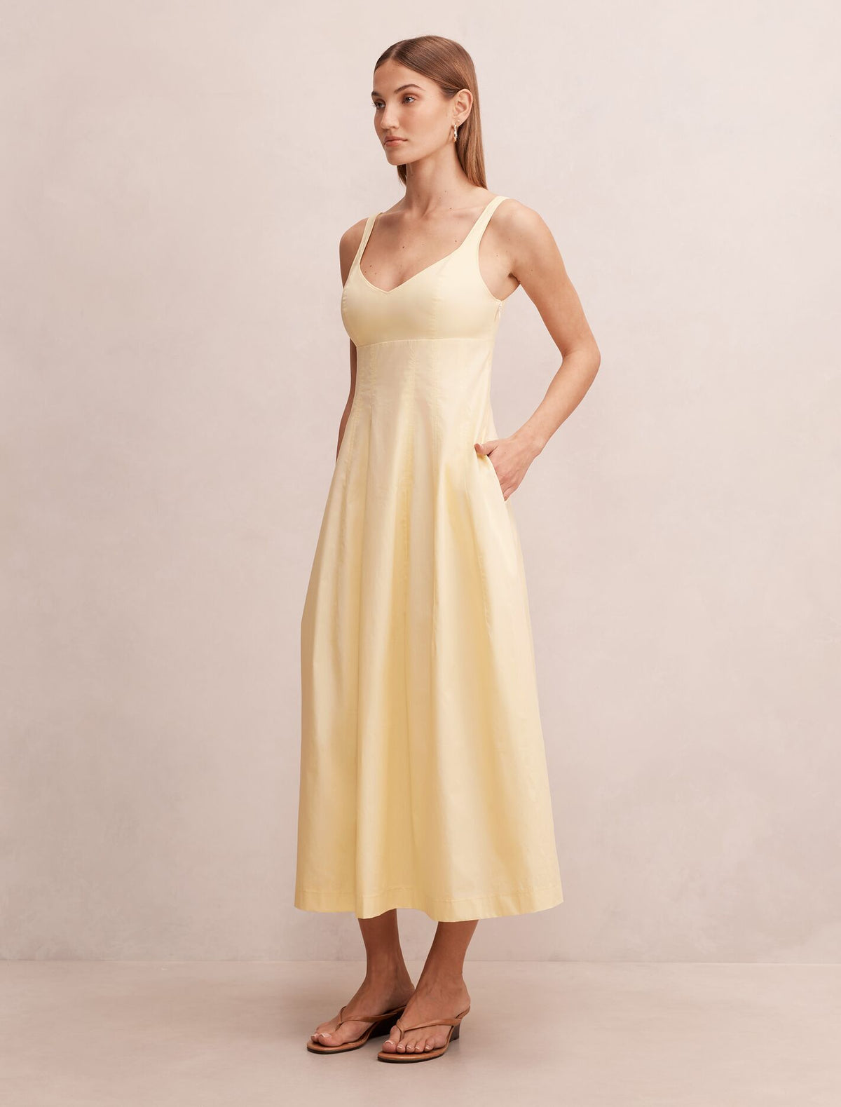 Chessy Seamed Cotton Midi Dress