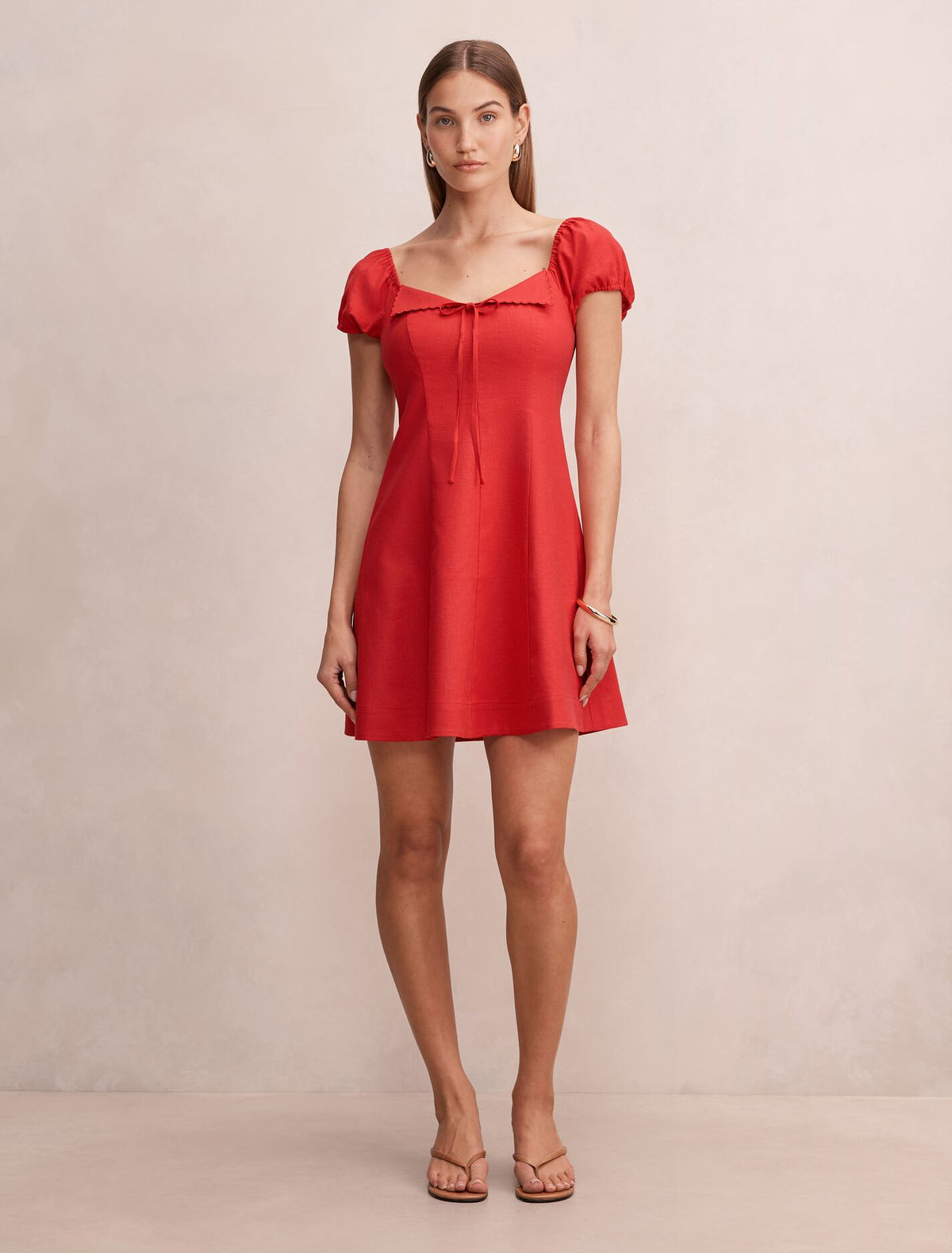 Portia Folded Collar Linen Mini Dress Forever New