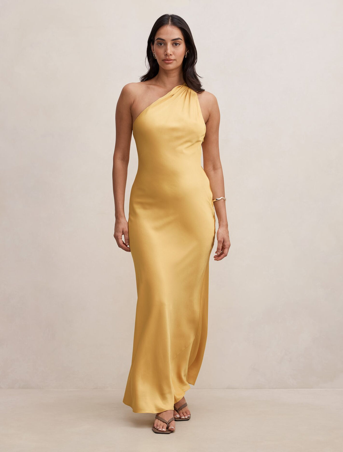 Maliah One Shoulder Sash Maxi Dress Honey Gold Forever New