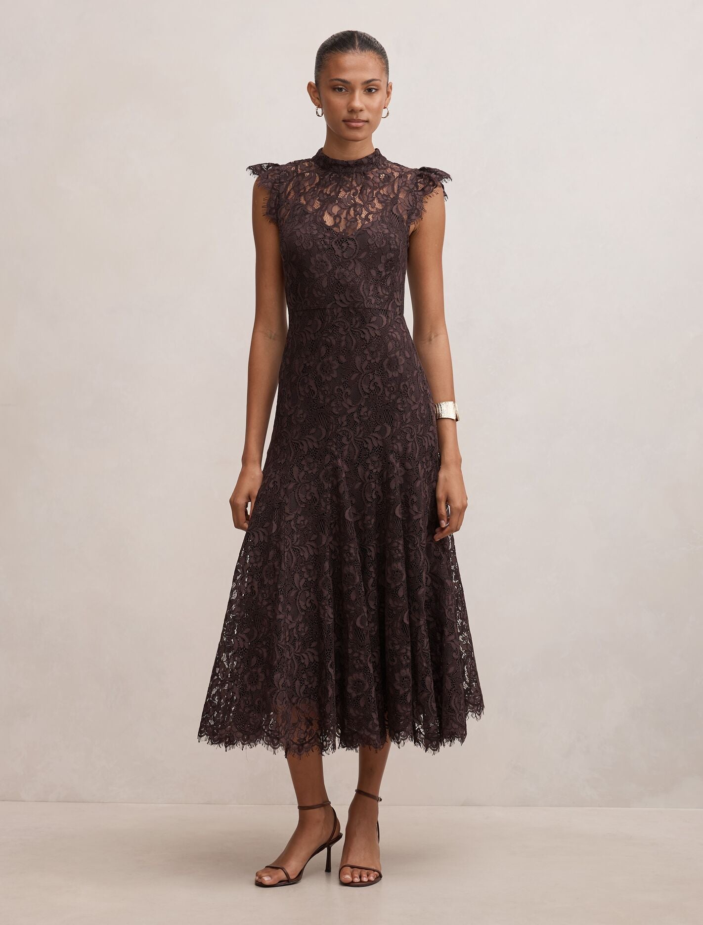 Arielle Lace Midi Dress Plum Brown Forever New