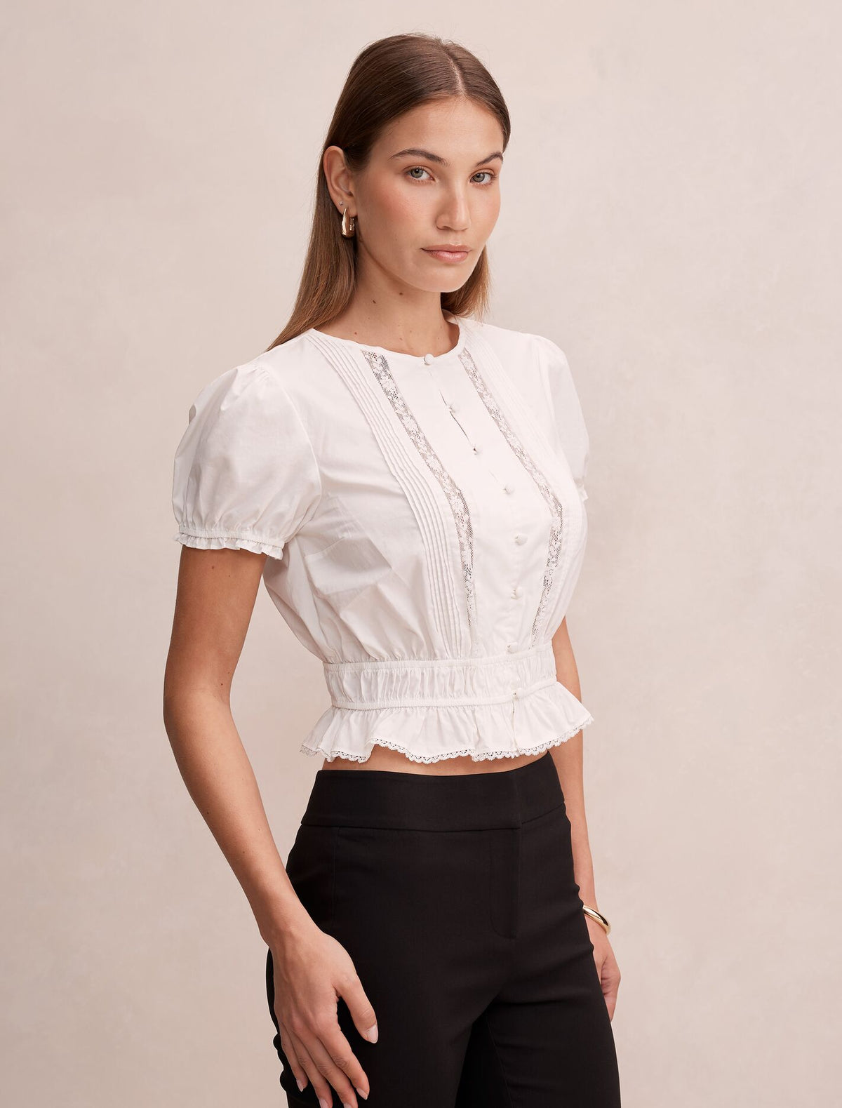 Delta Lace Pintuck Blouse Forever New