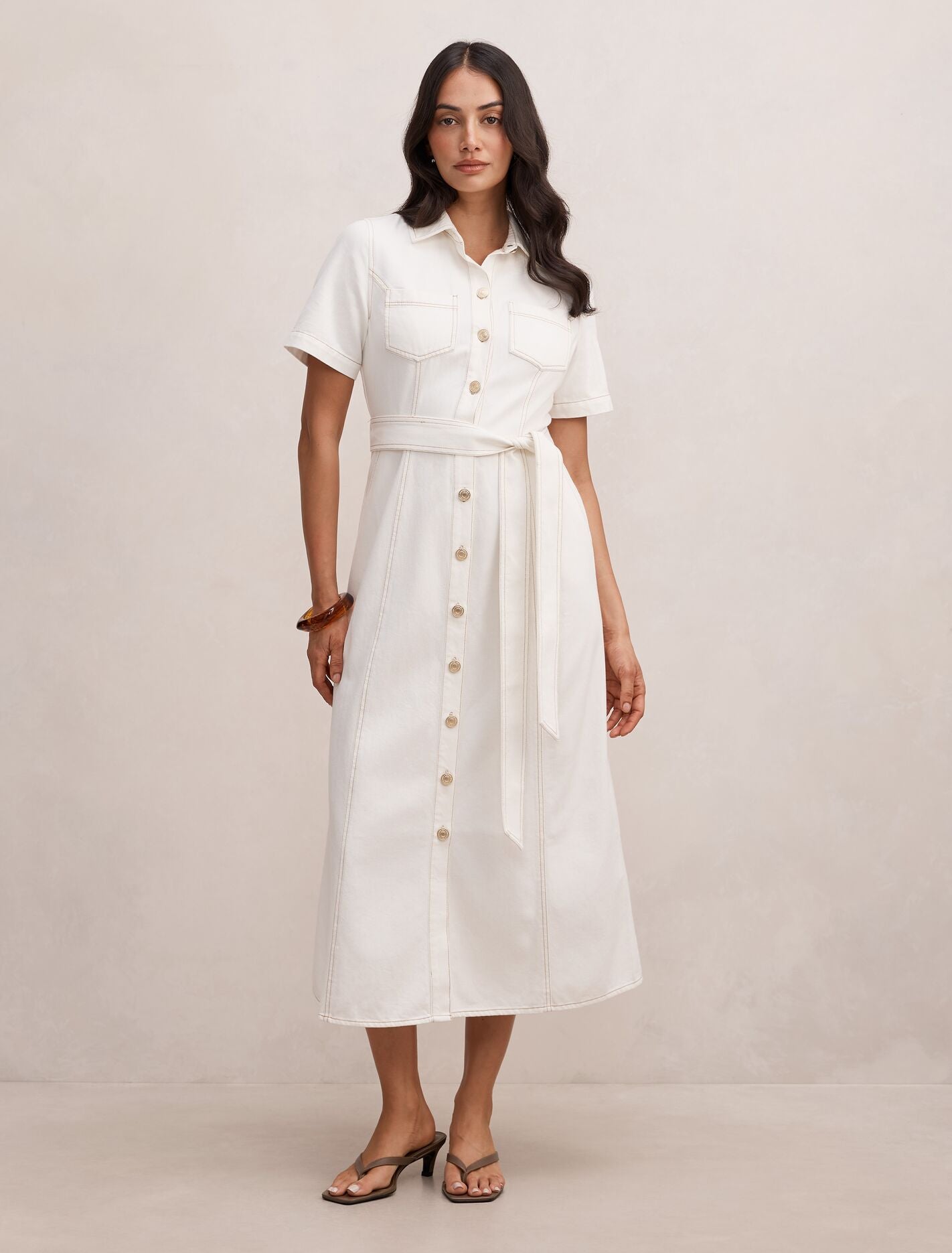 Millie Midi Denim Shirt Dress Porcelain Forever New