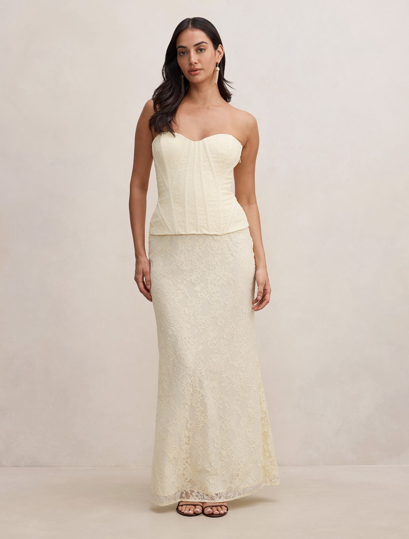 Myla Lace Corset Maxi Dress Lemon Forever New