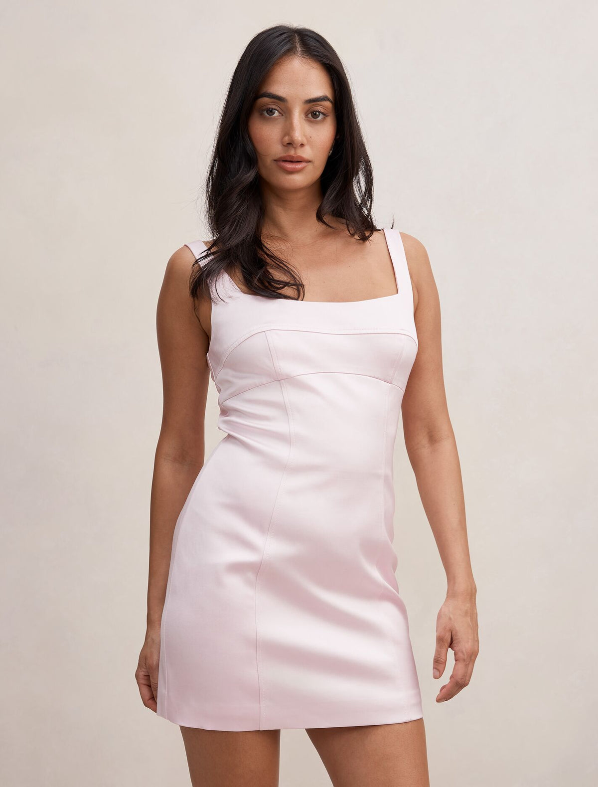 Giana Panelled Satin Mini Dress Primrose Pink Forever New