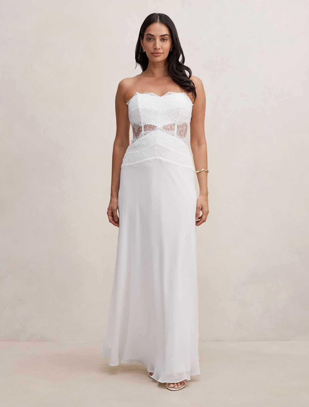 Amity Lace Corset Sheer Maxi Dress Ivory Forever New
