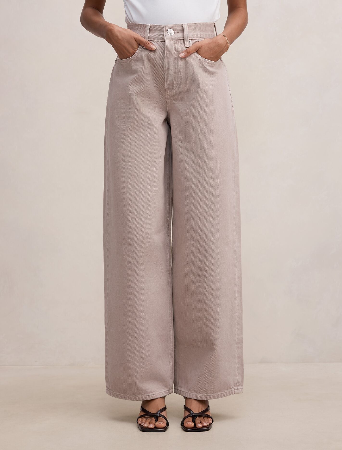 Gia Petite High Rise Wide Leg Jeans Mushroom Forever New