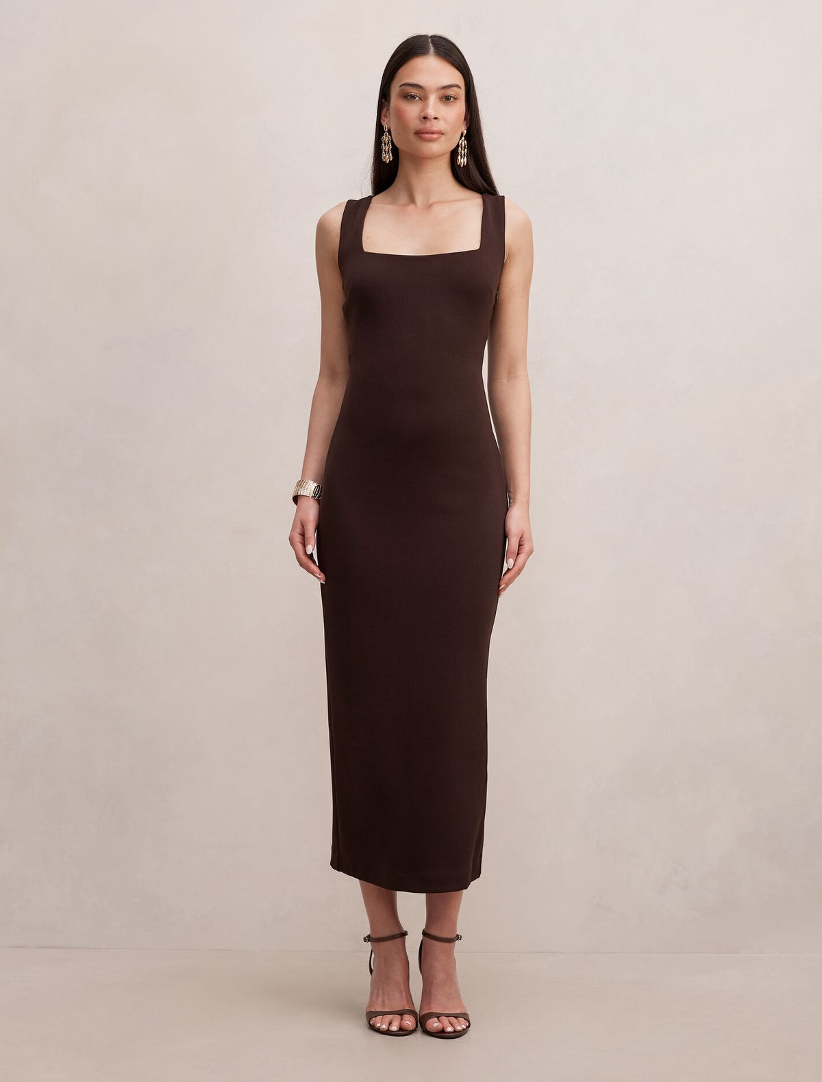 Shiloh Back Detailed Bodycon Dress Dark Chocolate Forever New