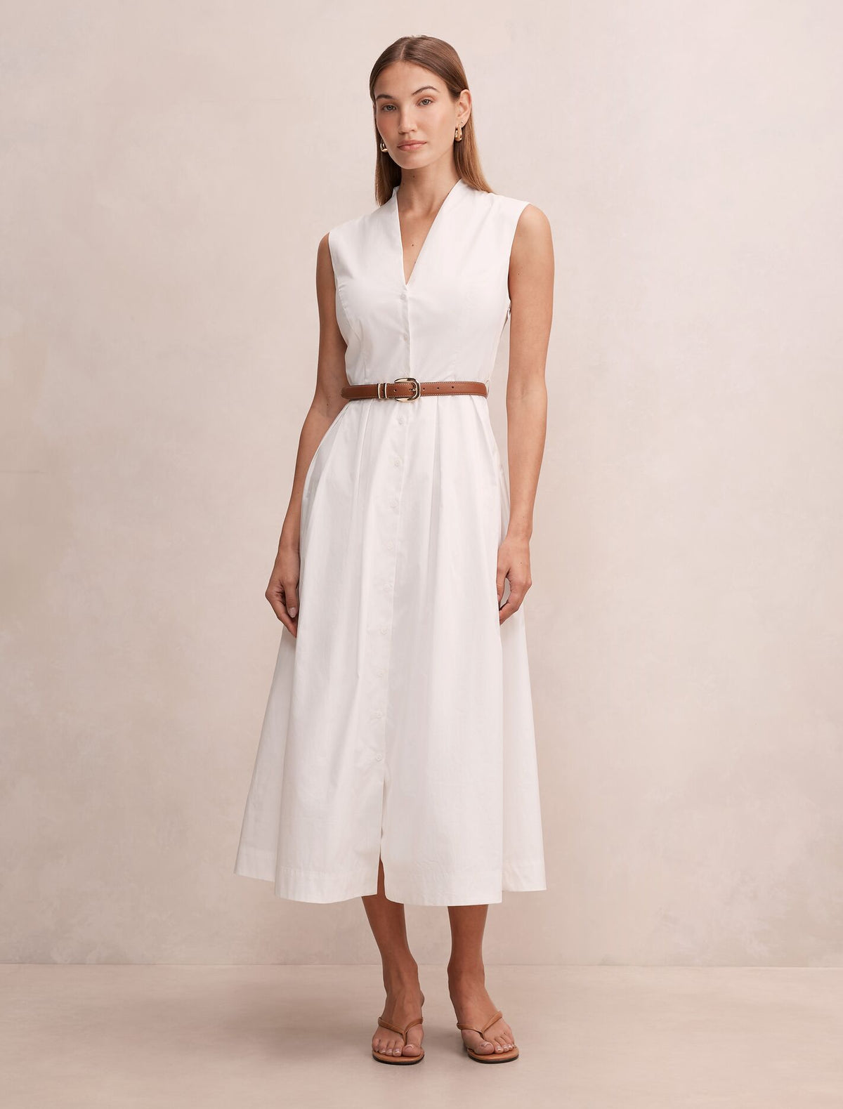 Kelly Button Down Midi Dress Porcelain Forever New