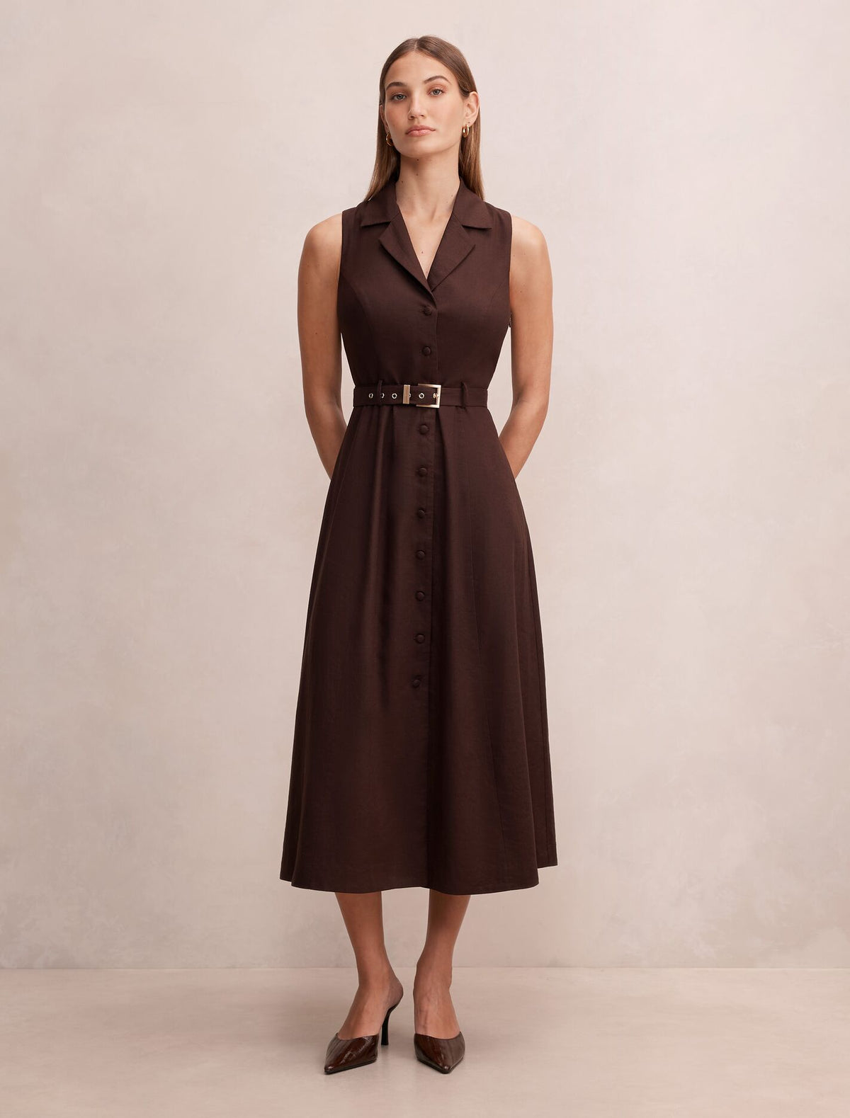 Phillipa Collared Button Midi Dress