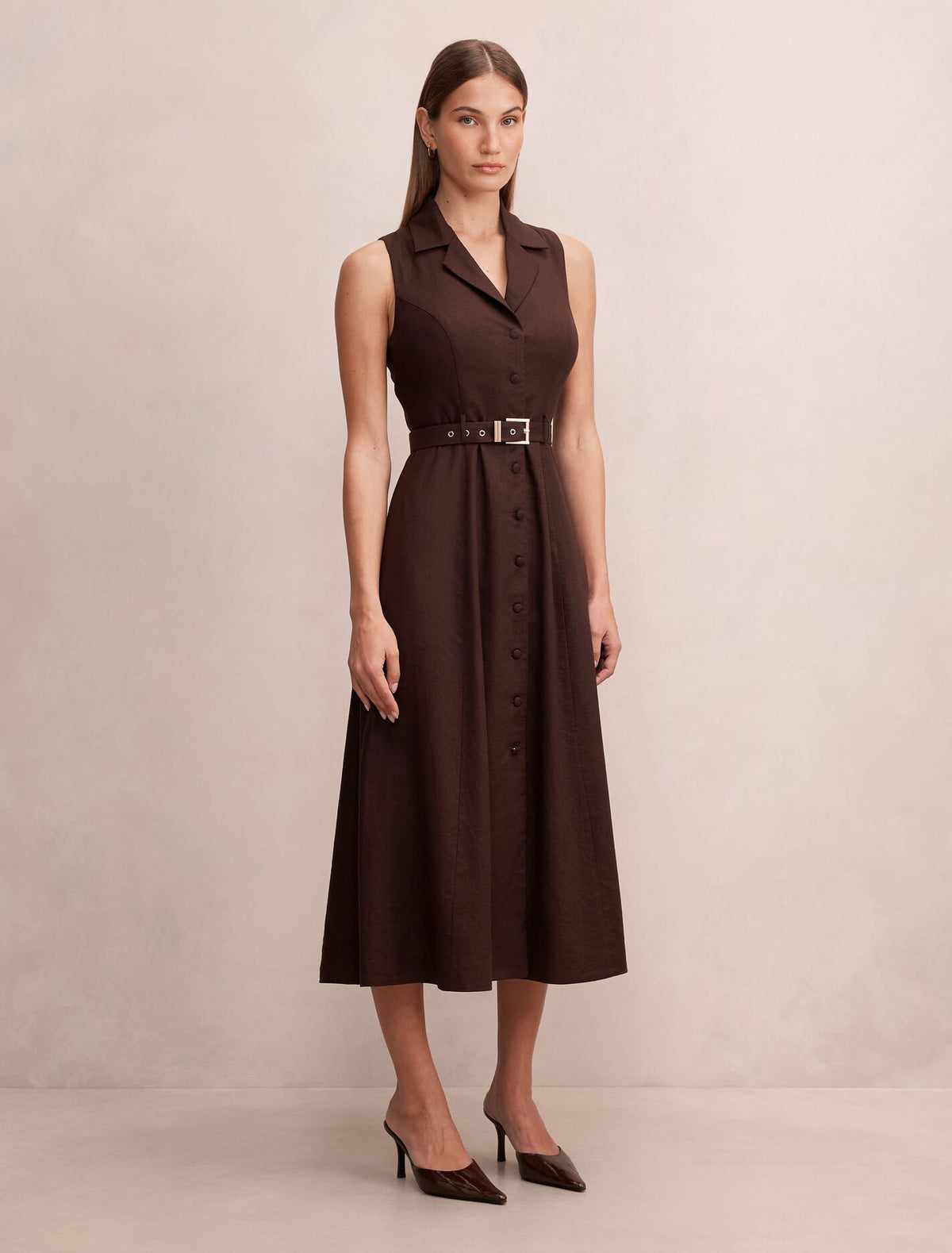 Phillipa Collared Button Midi Dress