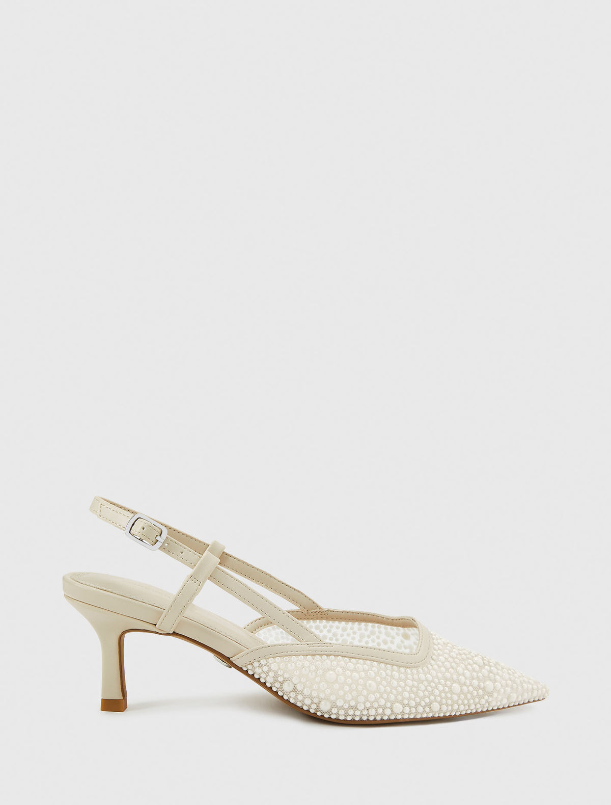 Kaia Pearl Trim Slingback Heel Ivory Forever New