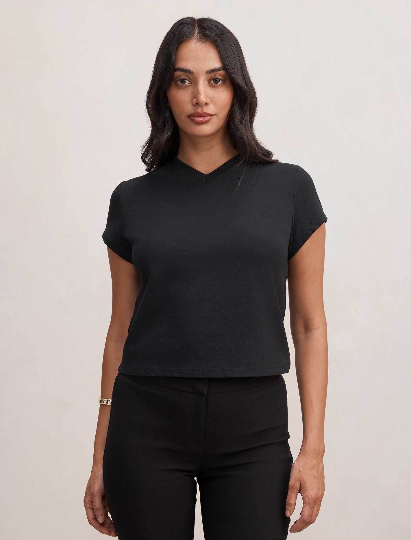 Portia V Neck Baby T-Shirt Black Forever New