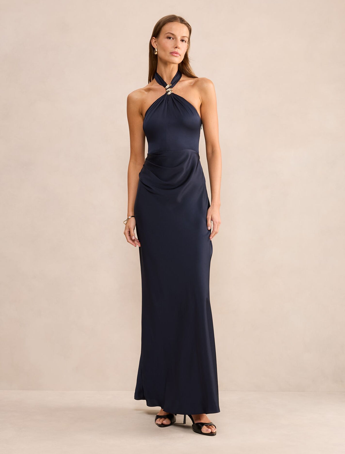 Mariposa Halter Neck Maxi Dress Navy Forever New