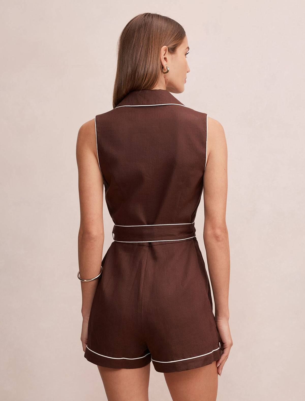 Claire Collared Linen Playsuit Forever New