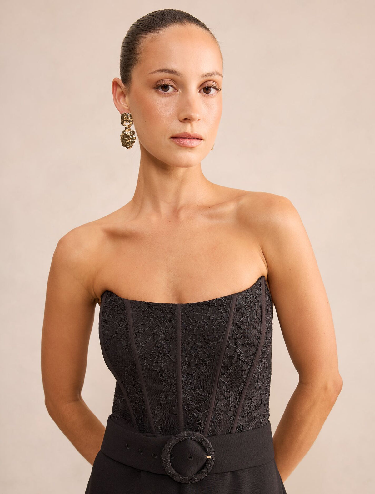 Ivy Petite Strapless Lace Jumpsuit
