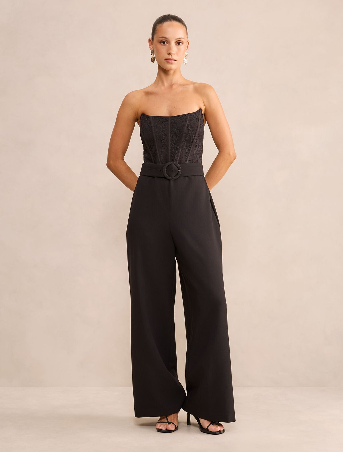 Ivy Petite Strapless Lace Jumpsuit