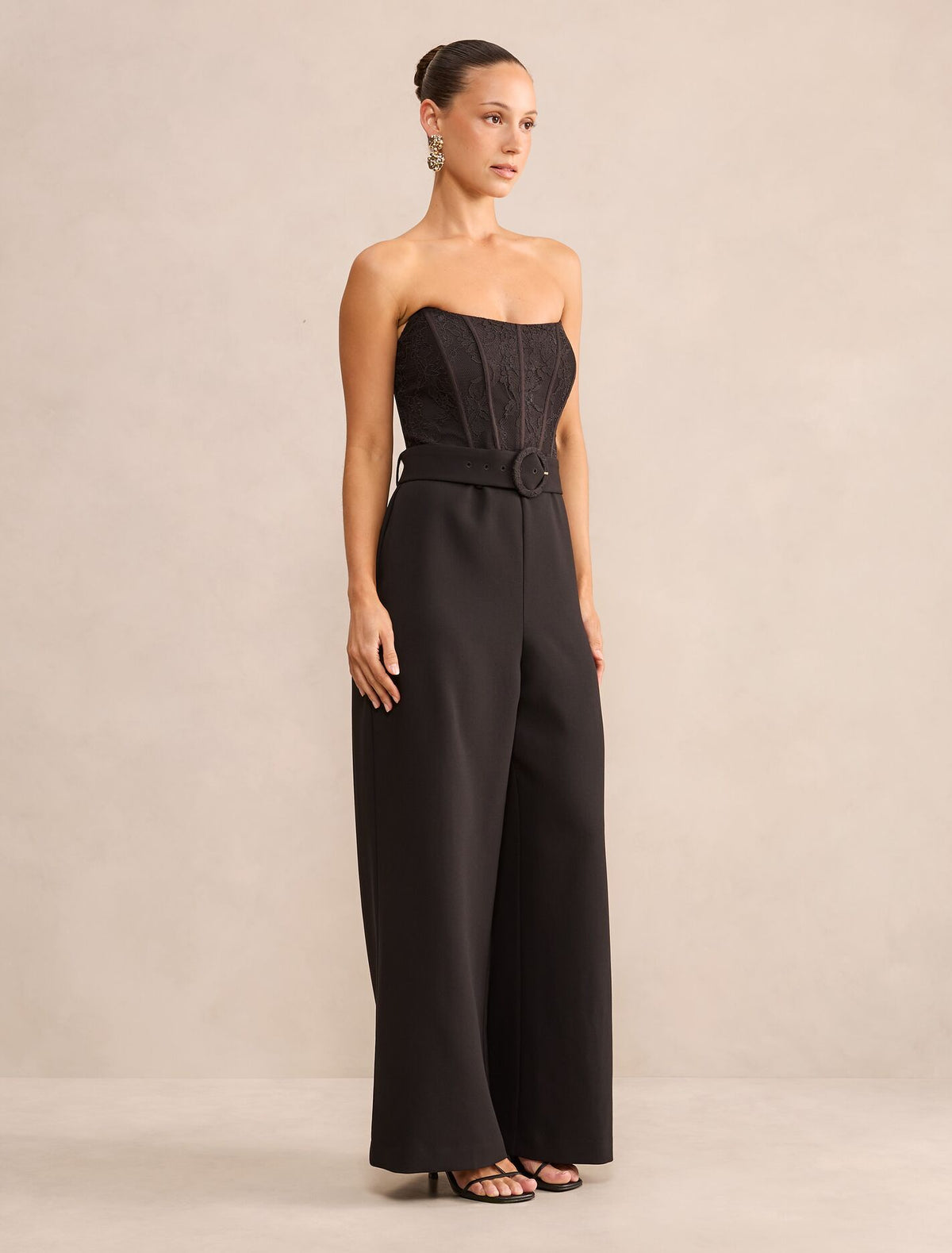 Ivy Petite Strapless Lace Jumpsuit