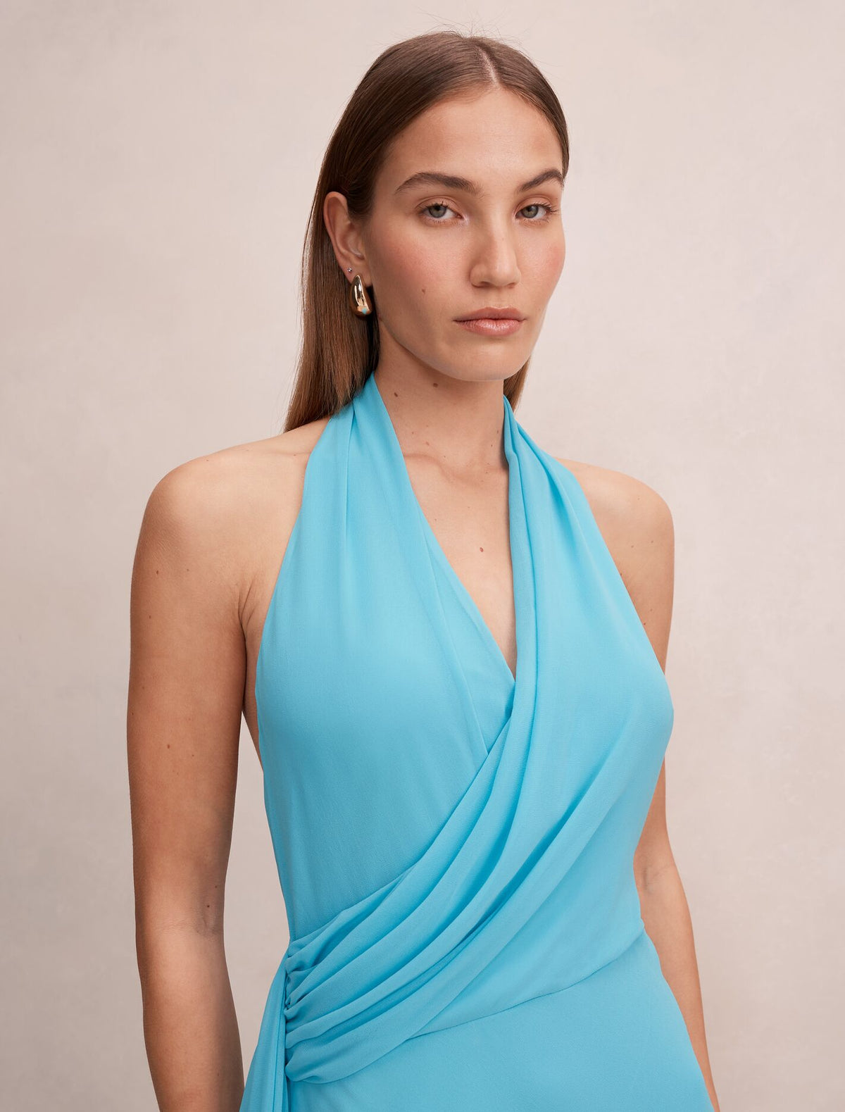 Rory Halter Drape Maxi Dress