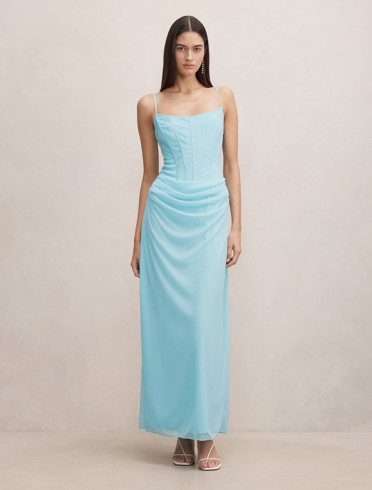 Maeve Corset Mesh Maxi Dress Atomic Blue Forever New