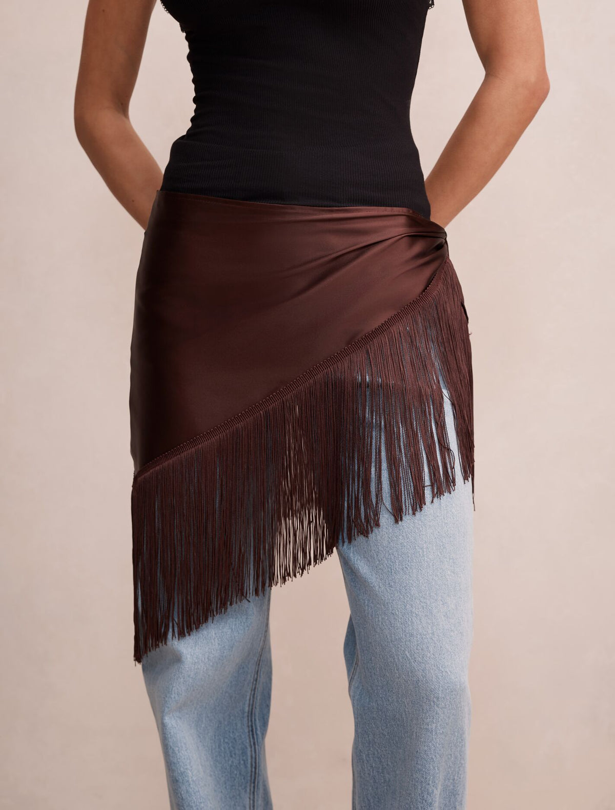 Olivia Lace Trim Scarf 0 Bitter Chocolate Forever New