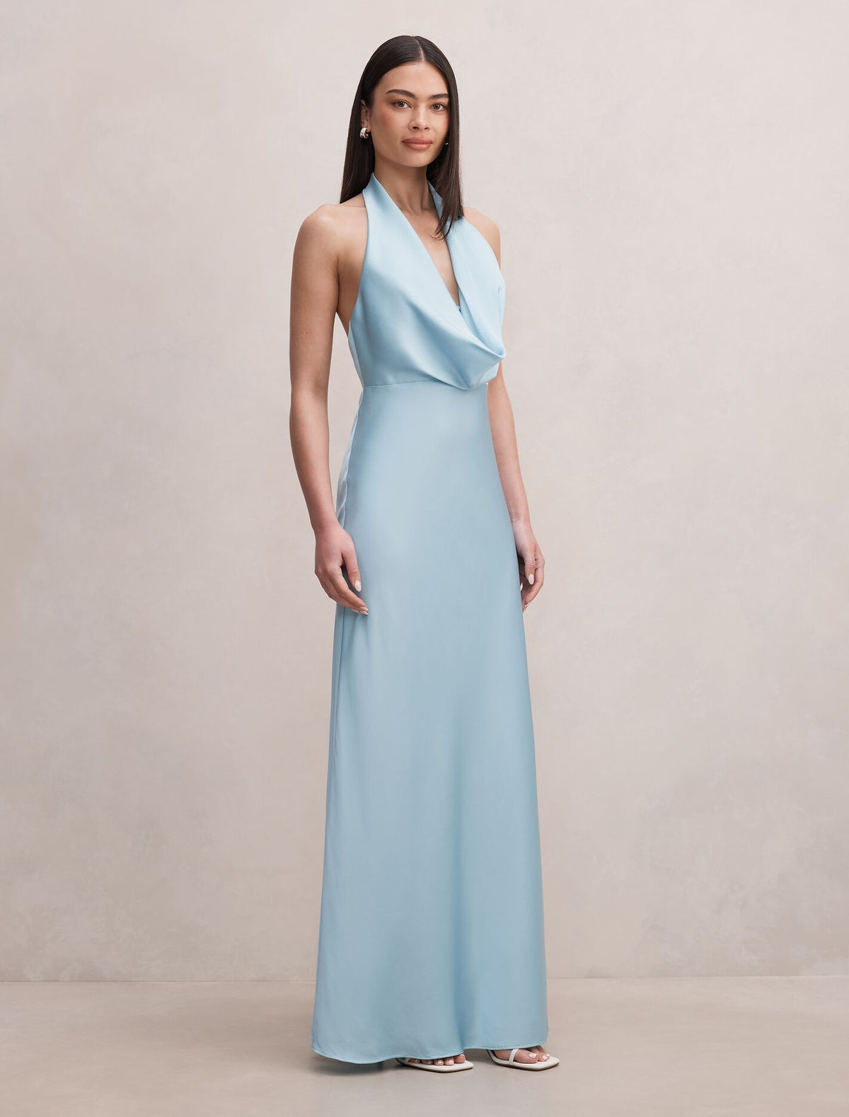 Becca Cowl Halter Satin Dress Forever New