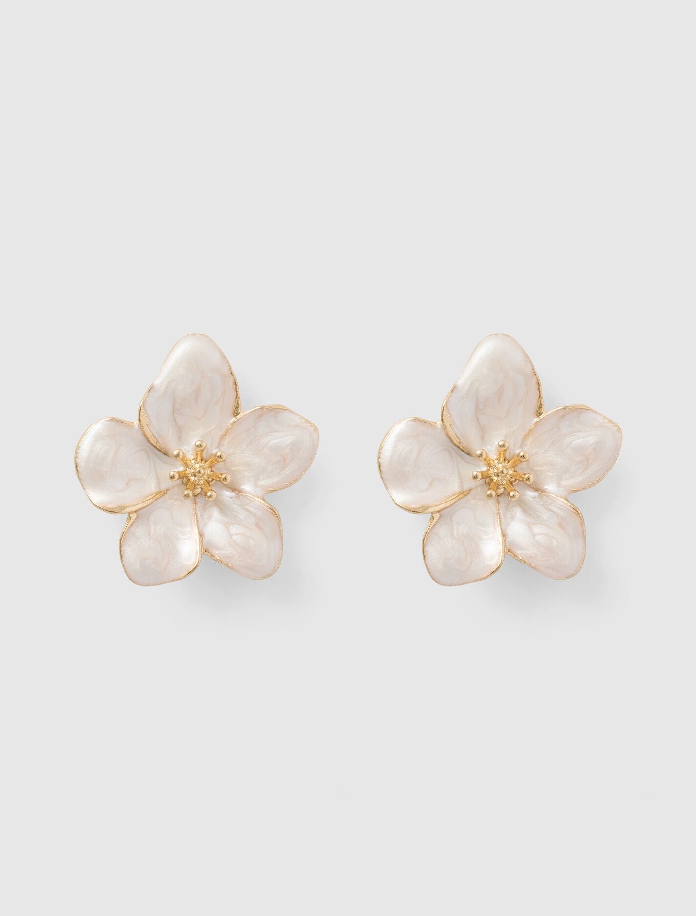 Faith Enamel Flower Earrings 0 Ivory Gold Forever New