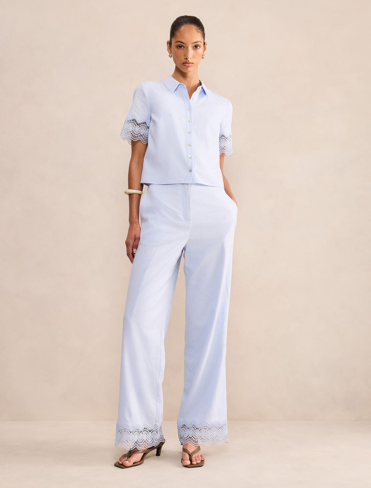 Freya Lace Trim Linen Pants Forever New