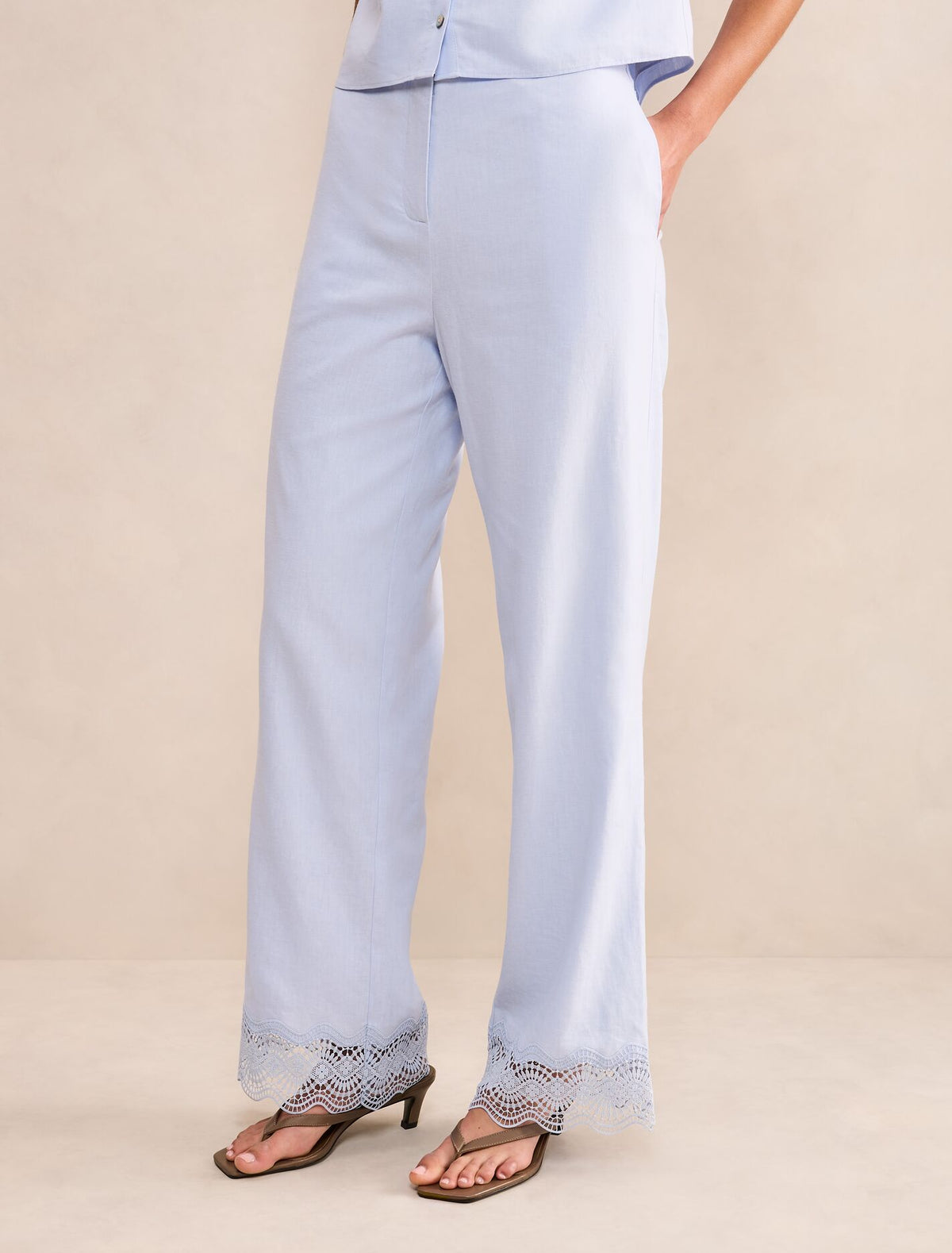 Freya Lace Trim Linen Pants Forever New