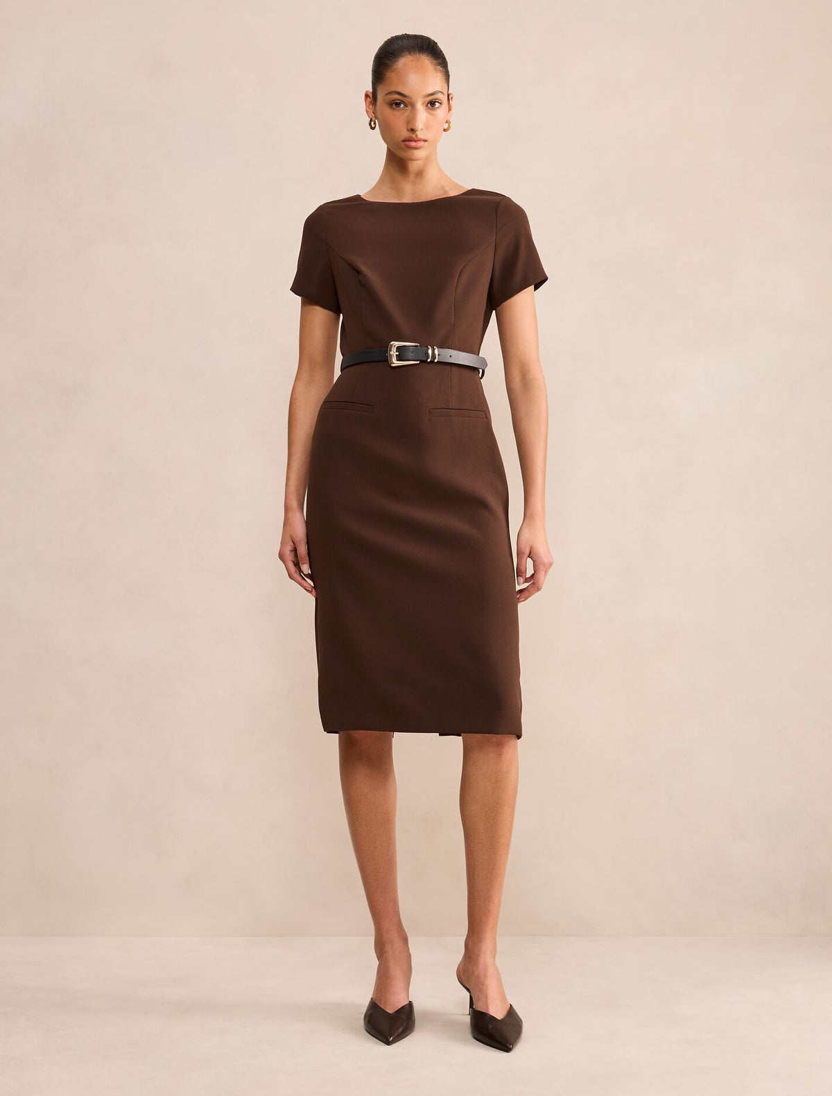 Georgina Knee Length Midi Dress Chocolate Forever New