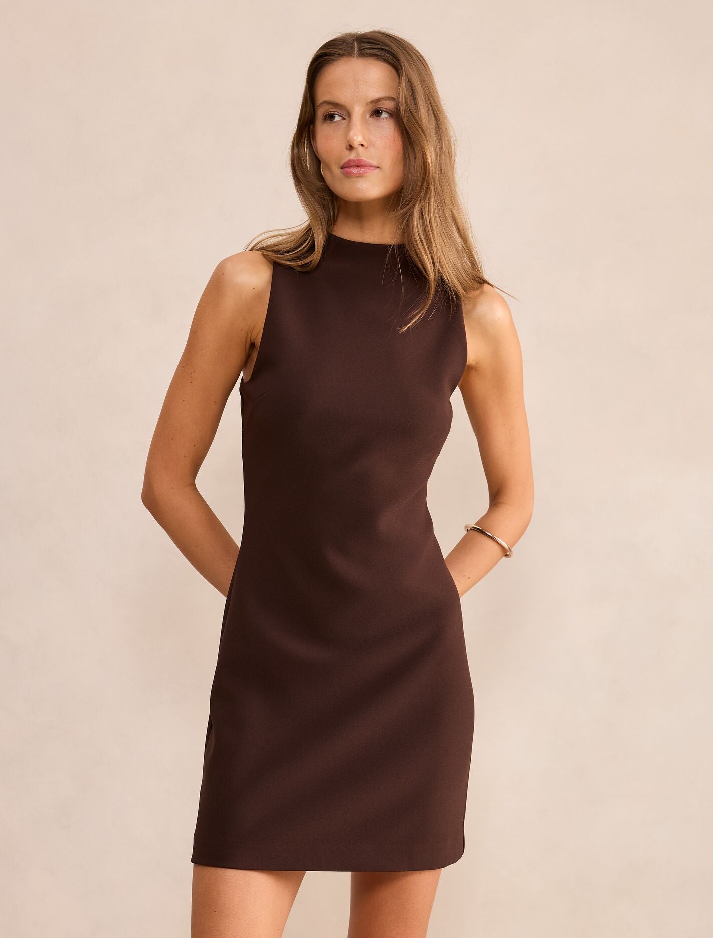 Jordyn Crepe Mini Dress Chocolate | Forever New