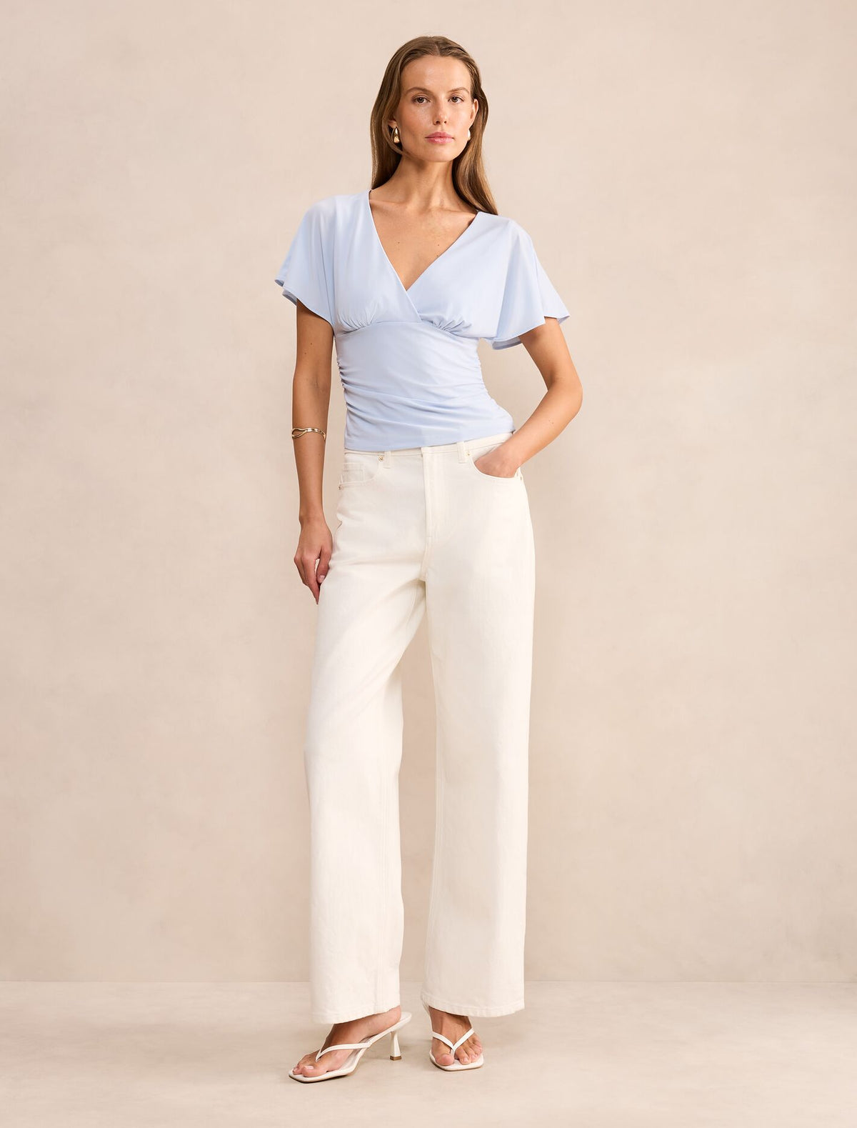 Bobbie Wrap Flutter Sleeve Top Forever New
