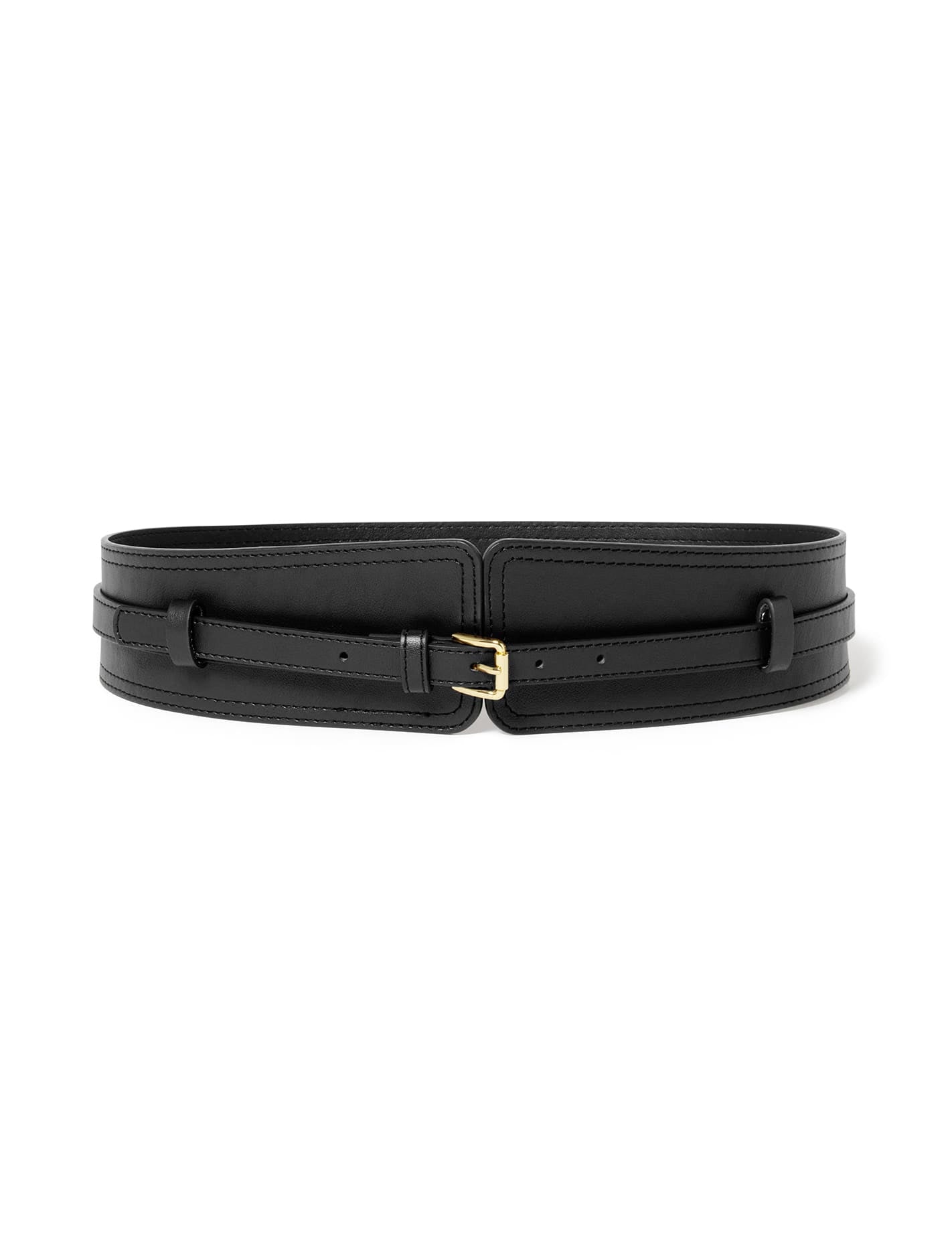 11 cm 4 inch Black Leather Wide Waist Belt, Maxi Oversized Buckle Leather Coat Belt