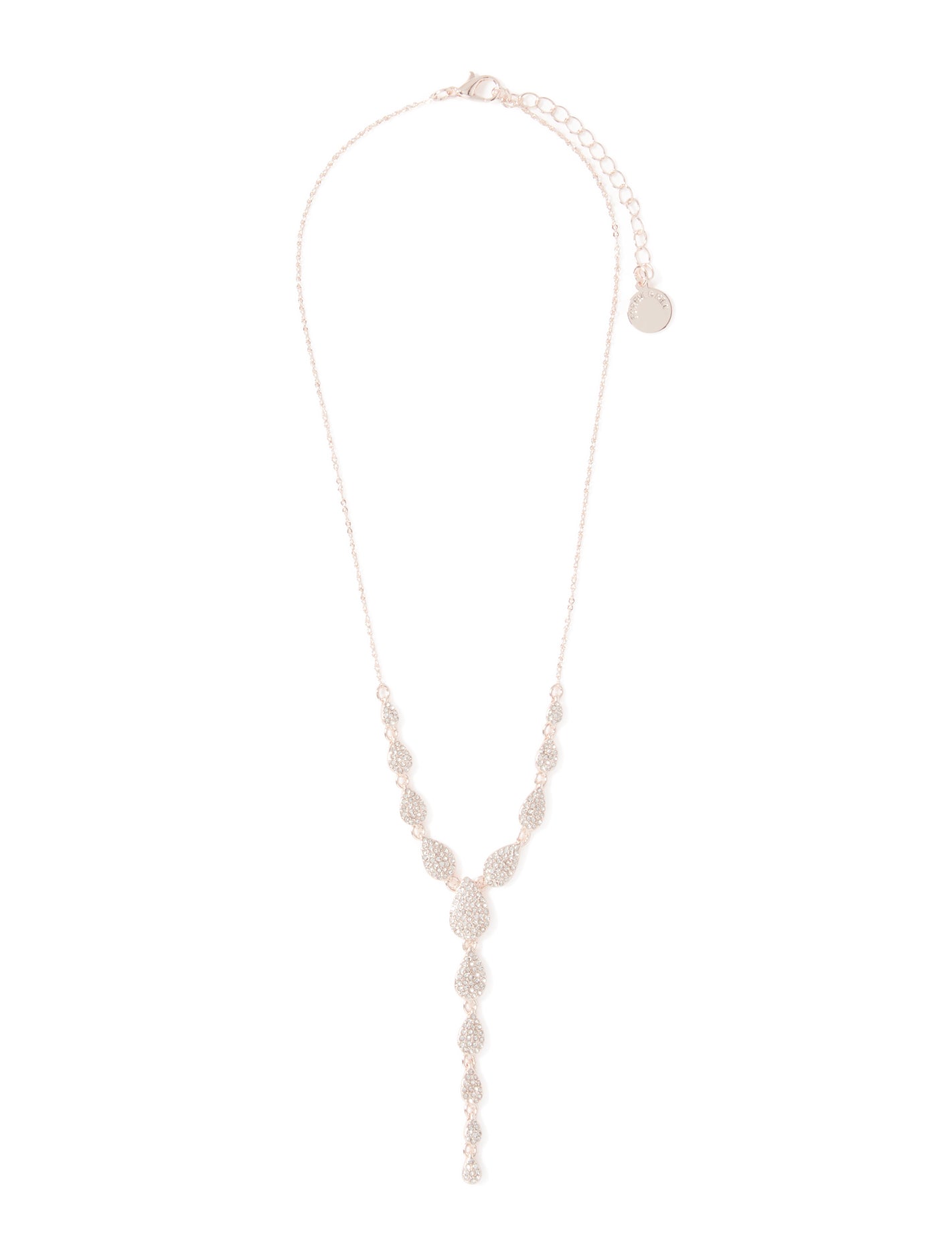 Perrie Pave Drop Necklace 0 Rose Gold Crystal Forever New