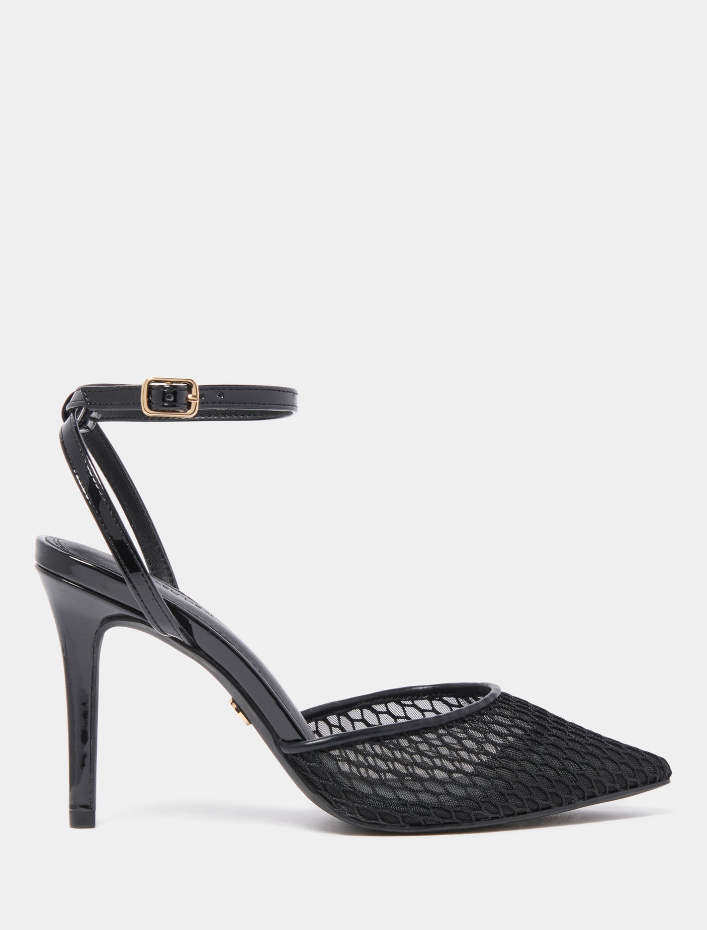 Payton Mesh Round Toe PM Heel Sandal Black Forever New