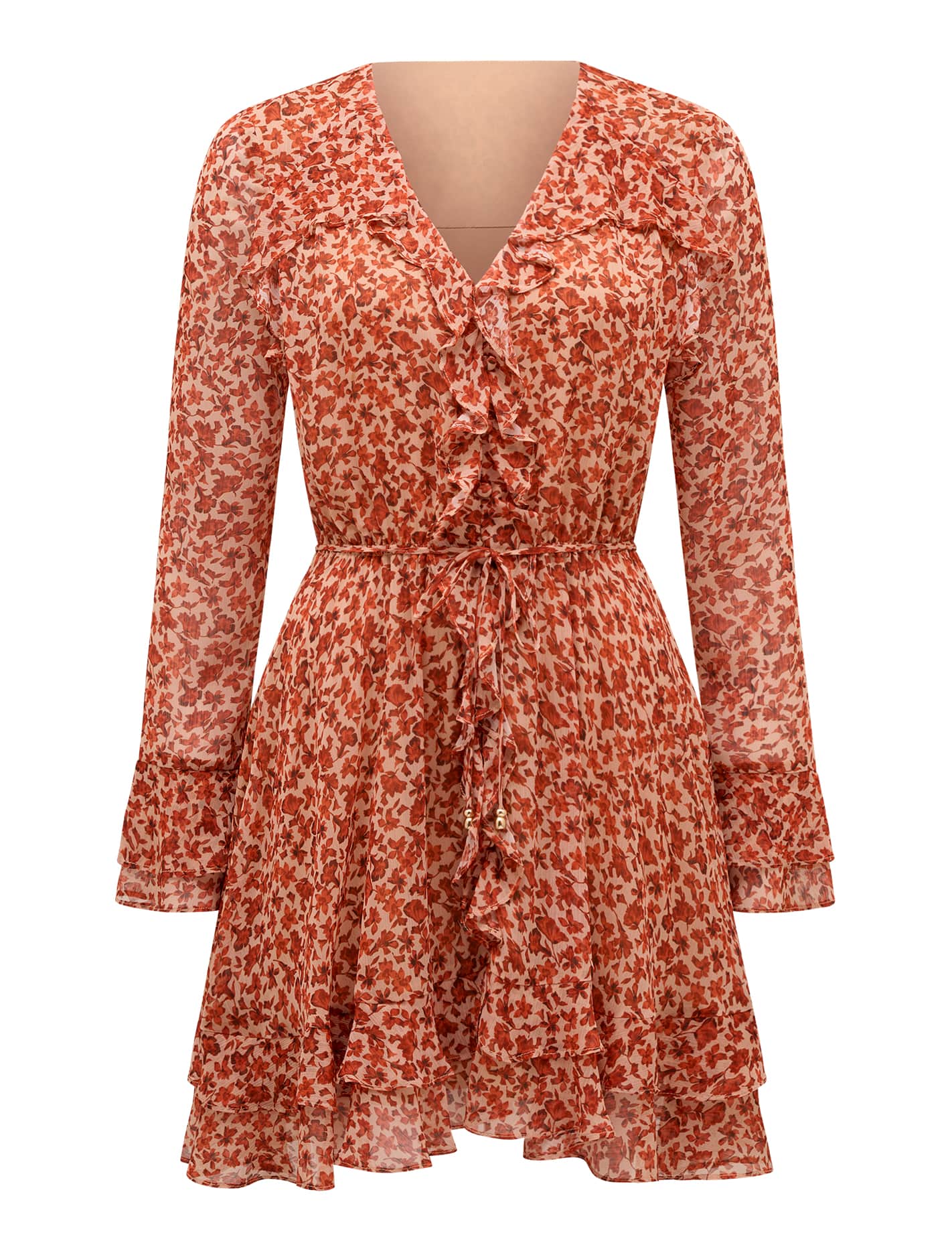 Piper Ruffle Long Sleeve Mini Dress Forever New