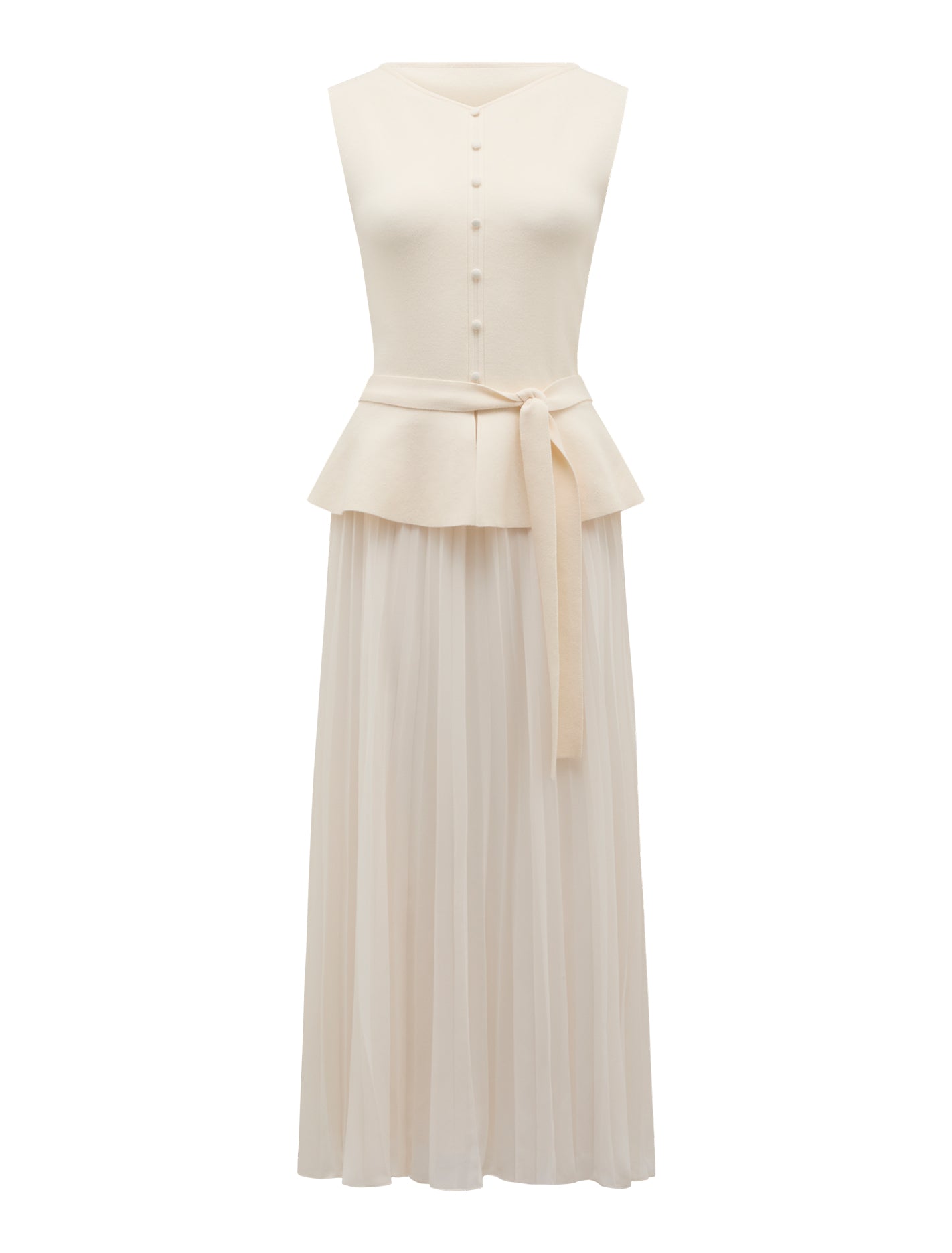 Luella Pleat Mixed Midi Dress Forever New