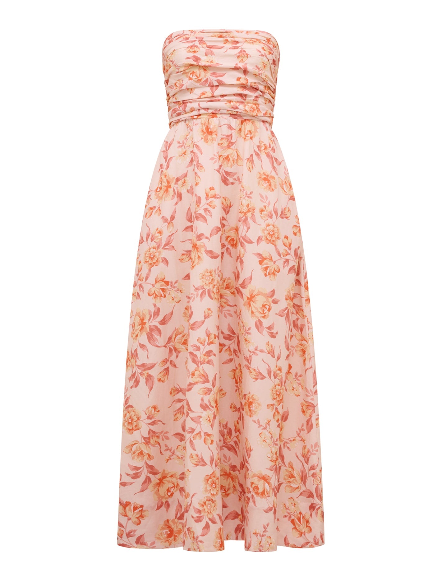 Matisse Ruched Strapless Linen Midi Dress Forever New