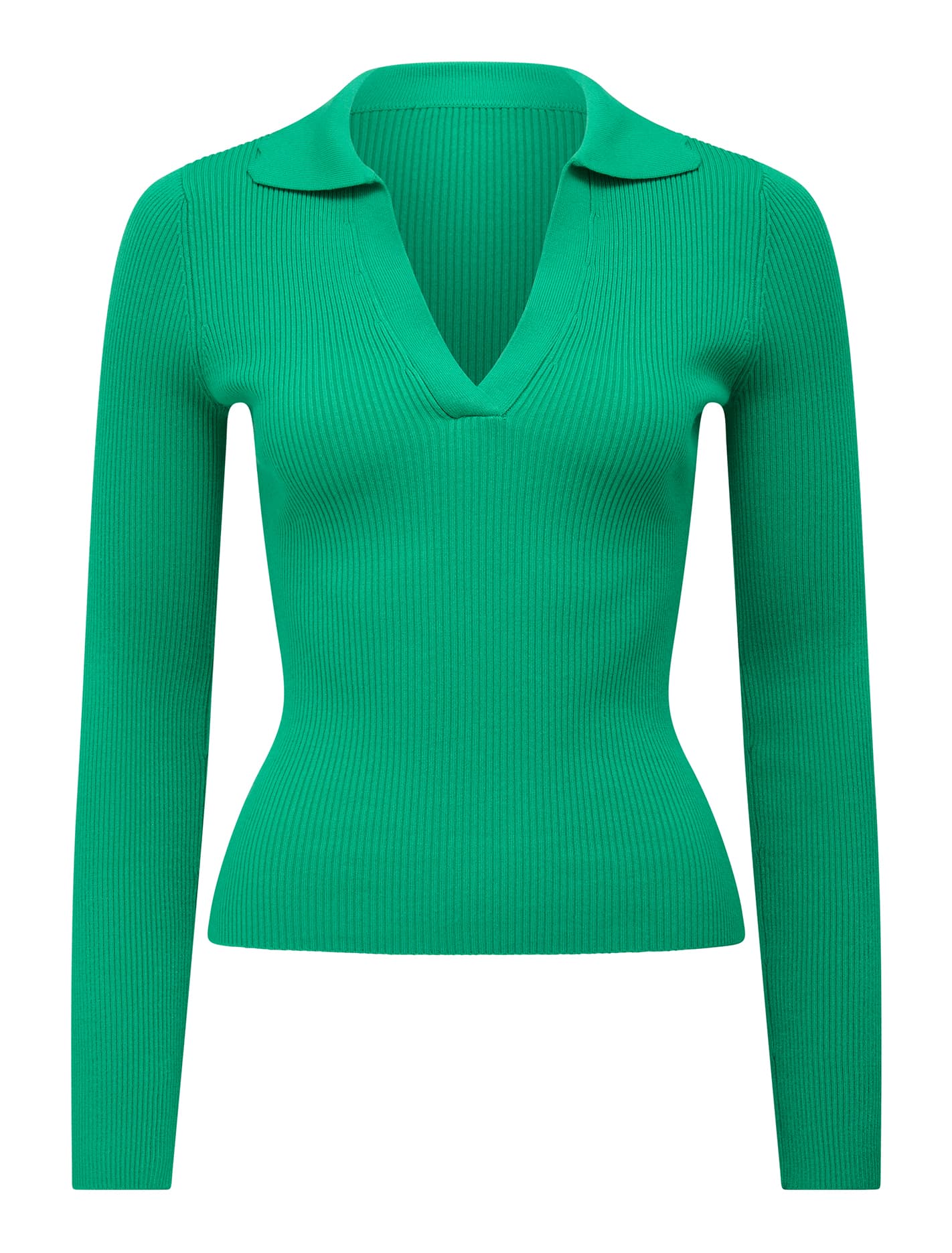 Zoey Scallop Detail Knit Polo Top Forever New