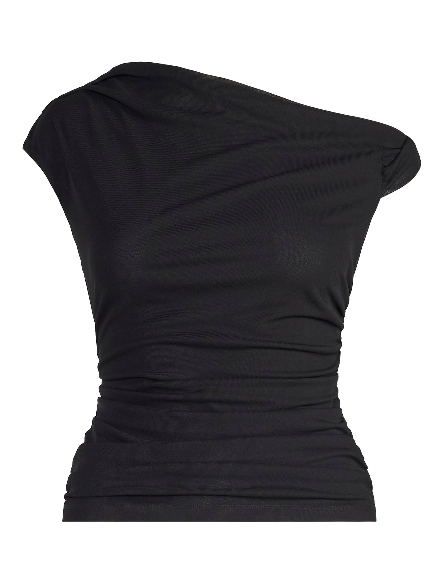 Rylee Tipped Shoulder Mesh Top Black Forever New