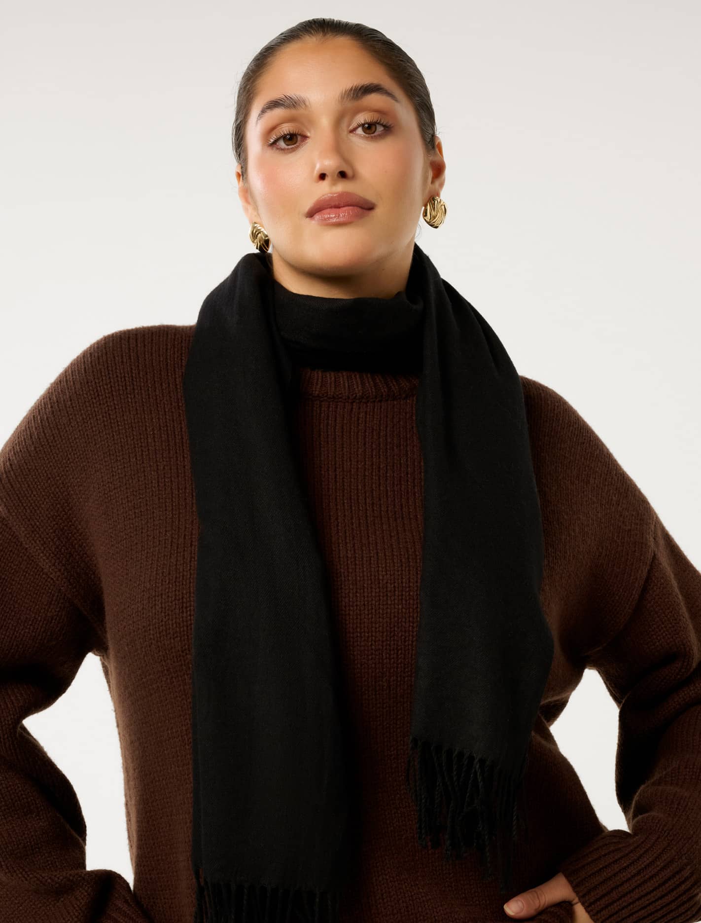 Poppy Pashmina Scarf Black | Forever New
