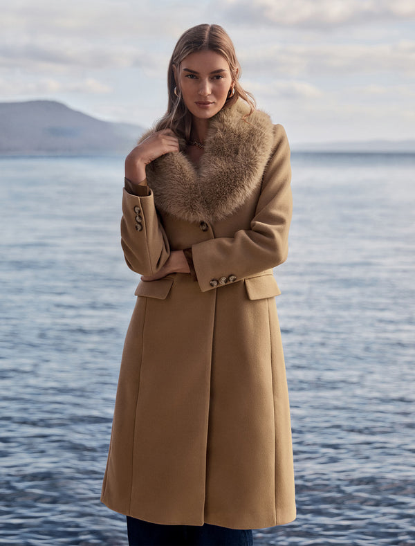 Amber Fur Collar Coat Forever New