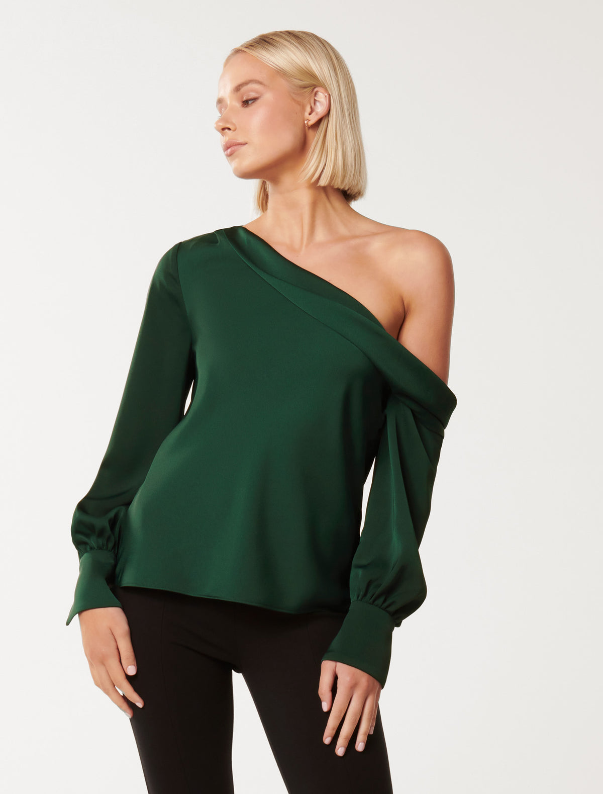 Felicity Satin Tipped Shoulder Blouse Forever New