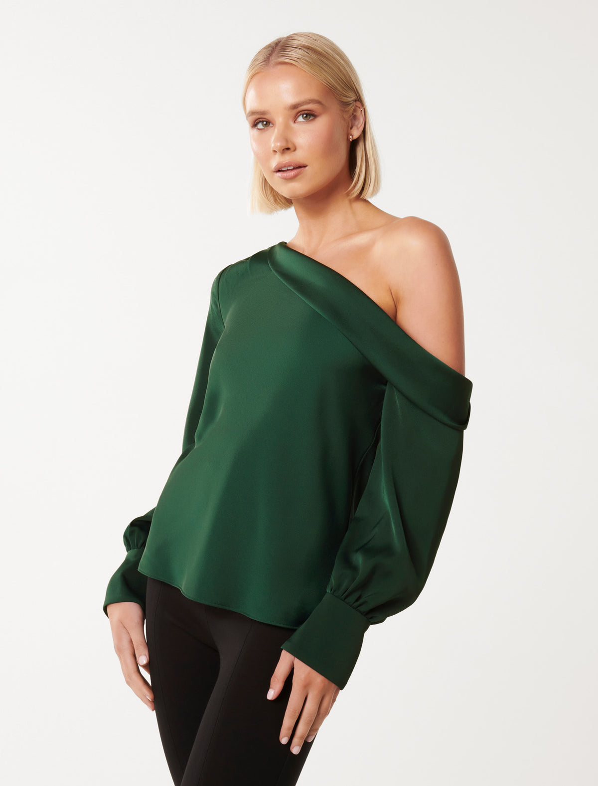 Felicity Satin Tipped Shoulder Blouse Forever New