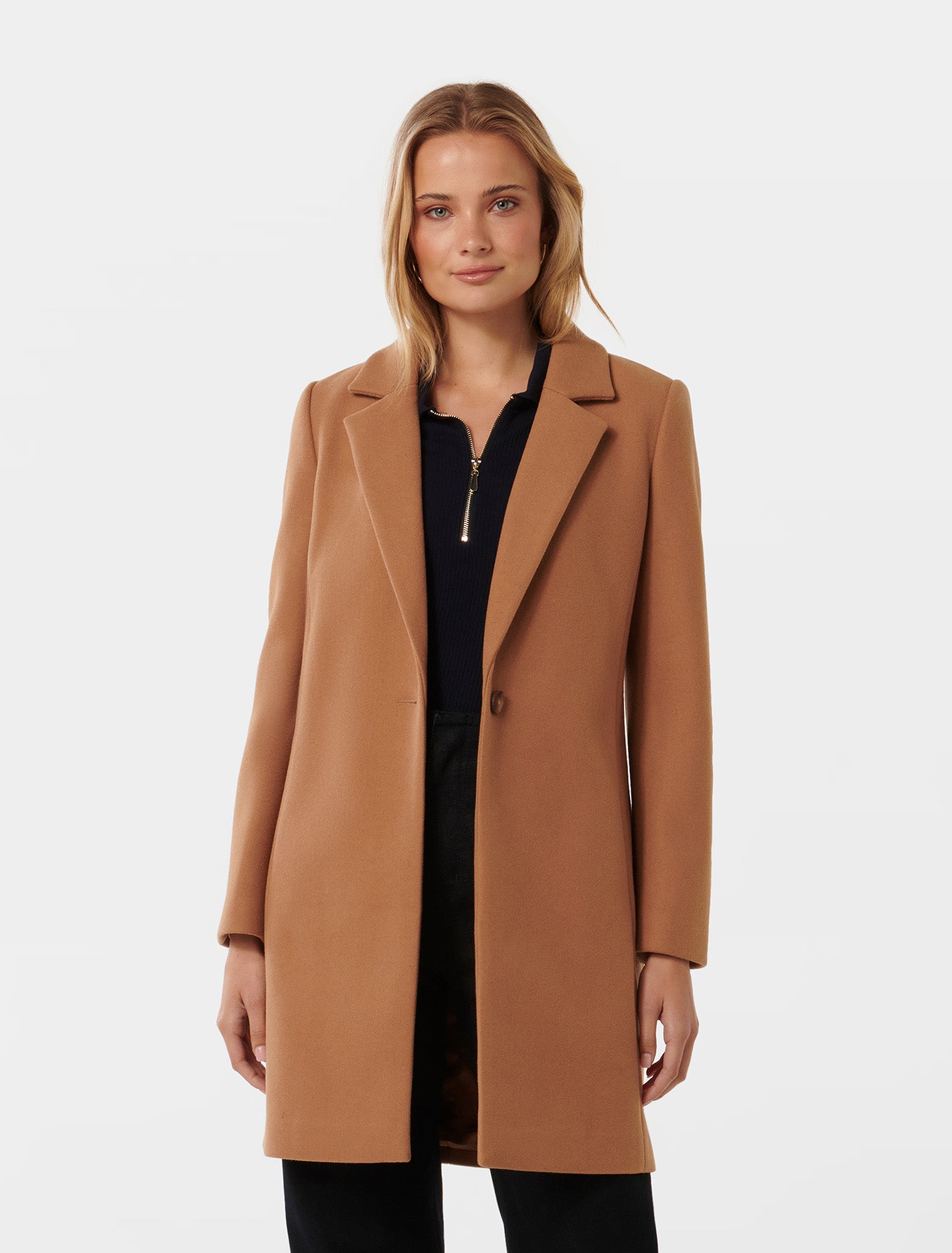 Anna Single Breasted Coatigan Mid Camel Forever New