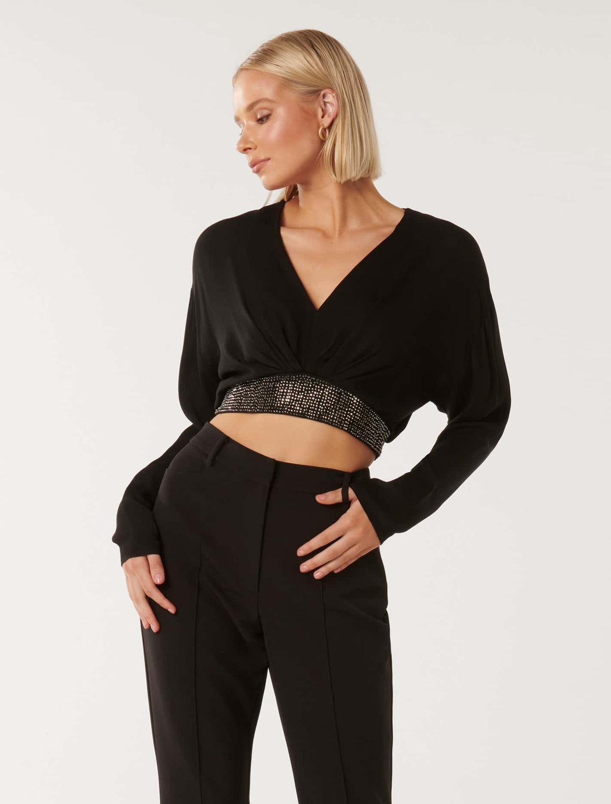 Holly Diamonte Band Batwing Top Forever New