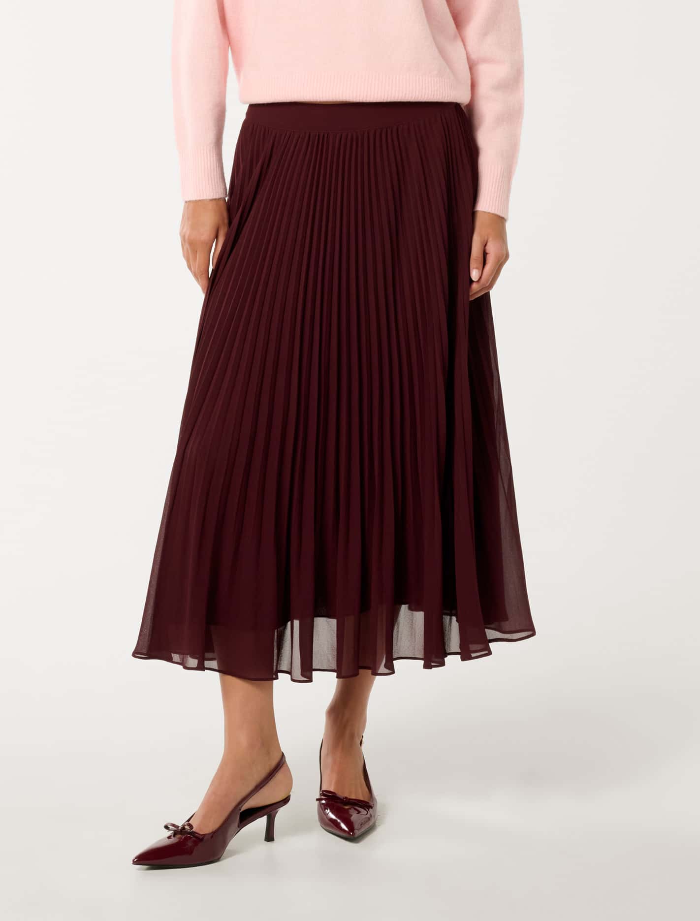 Aurora Pleated Skirt Mulled Wine Forever New