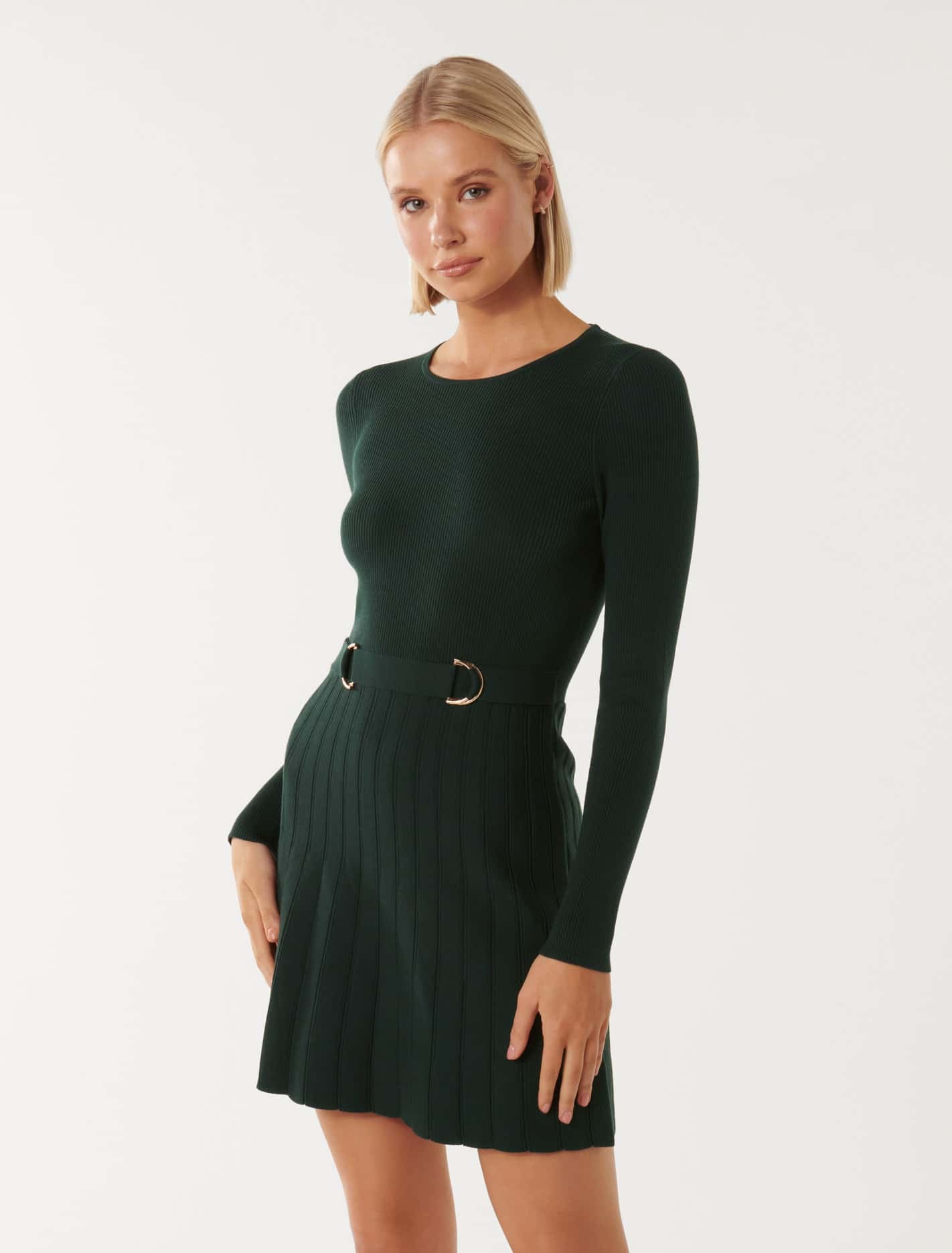 Faye D Ring Mini Knit Dress Forever New